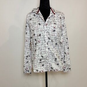 NWOT panhandle White Playing Card Print Pearl Snap